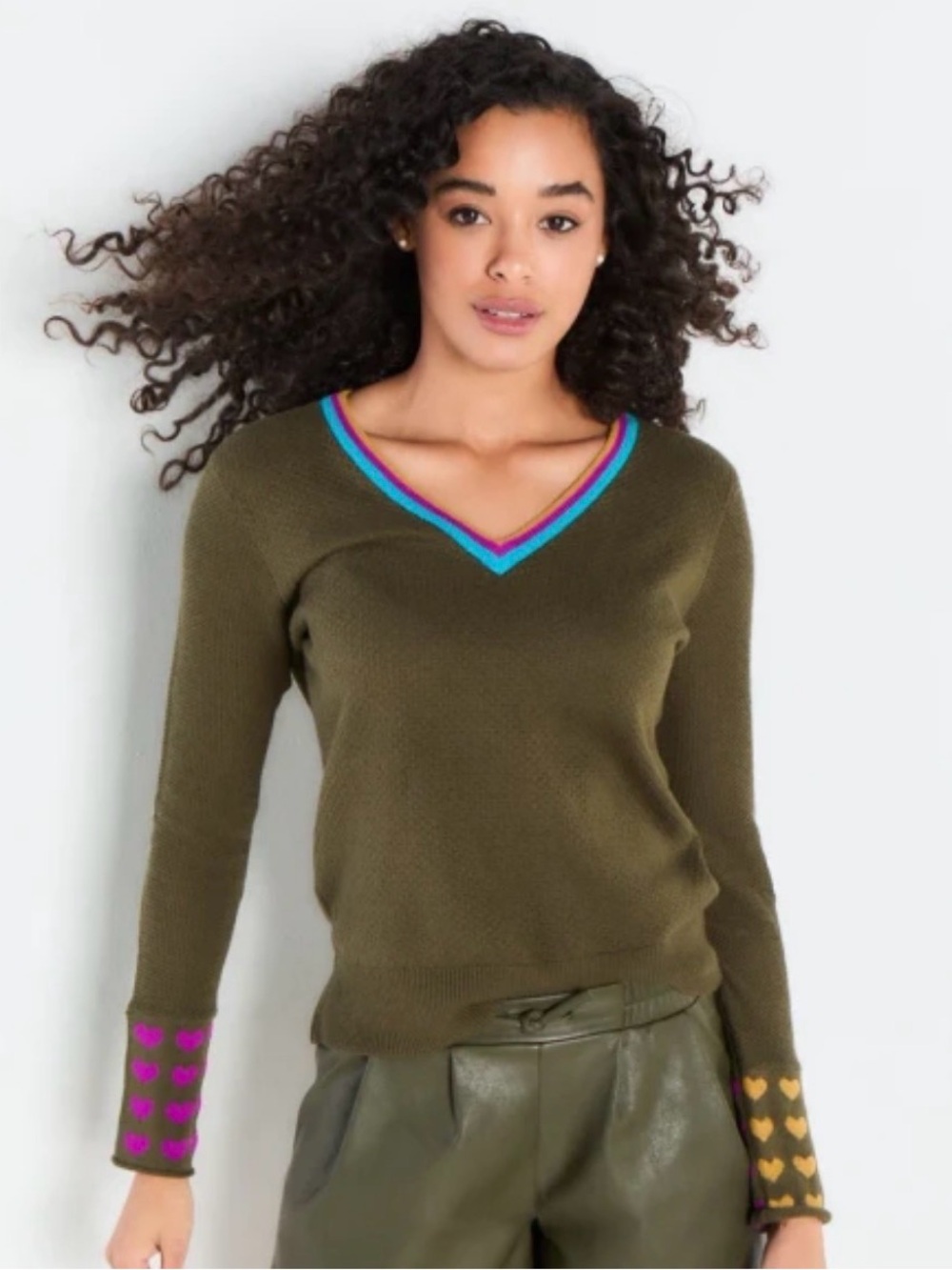 Lisa Todd Olive Green Long Sleeve Sweater Size XL